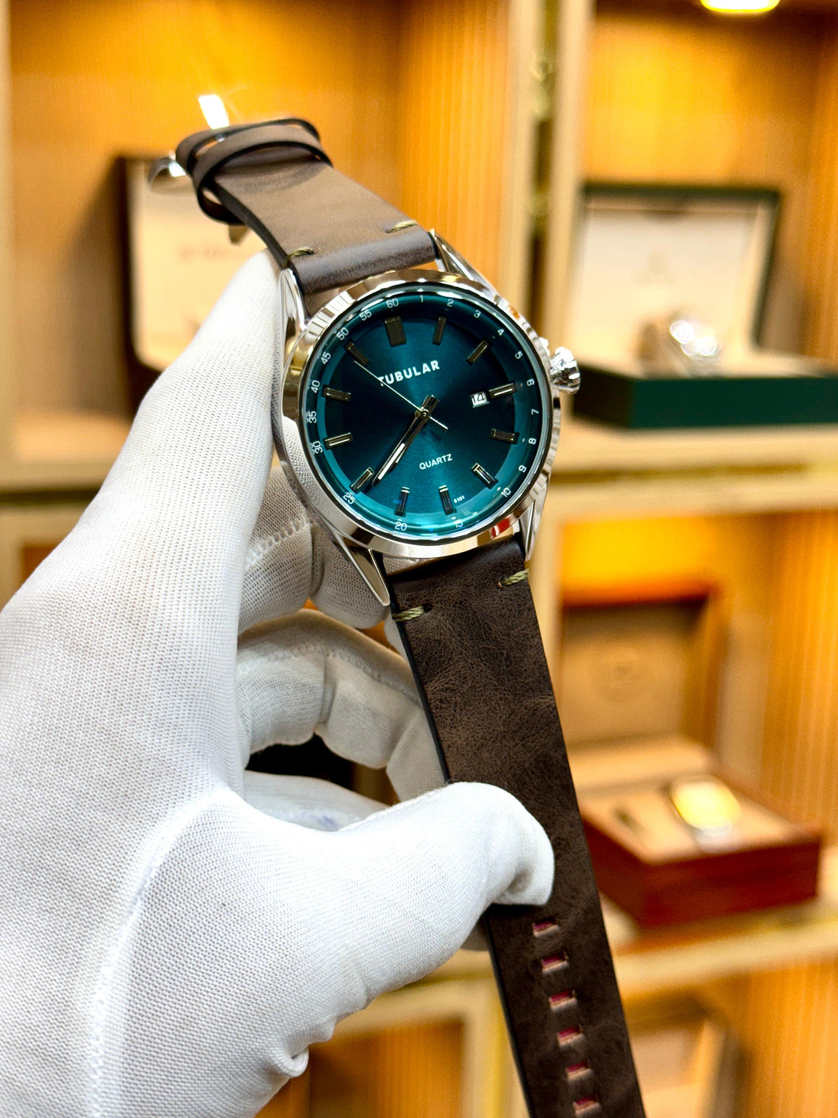 Tubular Men’s Watch – Elegant Blue Dial with Premium Leather Strap (Original Box) | RT-531